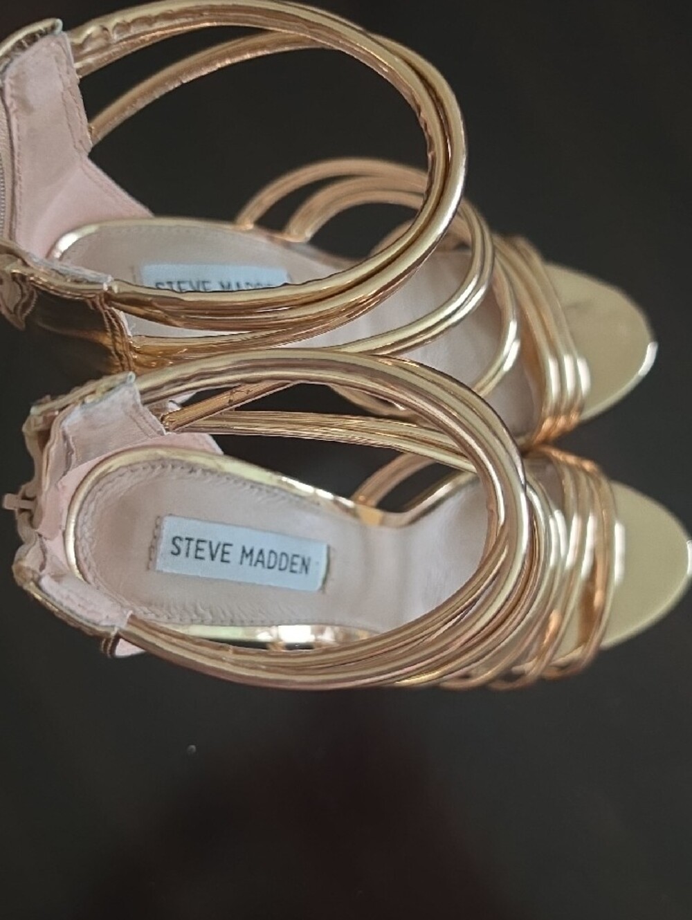 Steve Madden Rose Gold Multi-Strap High Heel Sandals - Picture 3 of 4